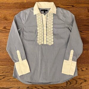 Banana Republic Blue and Cream Button-Down Shirt
